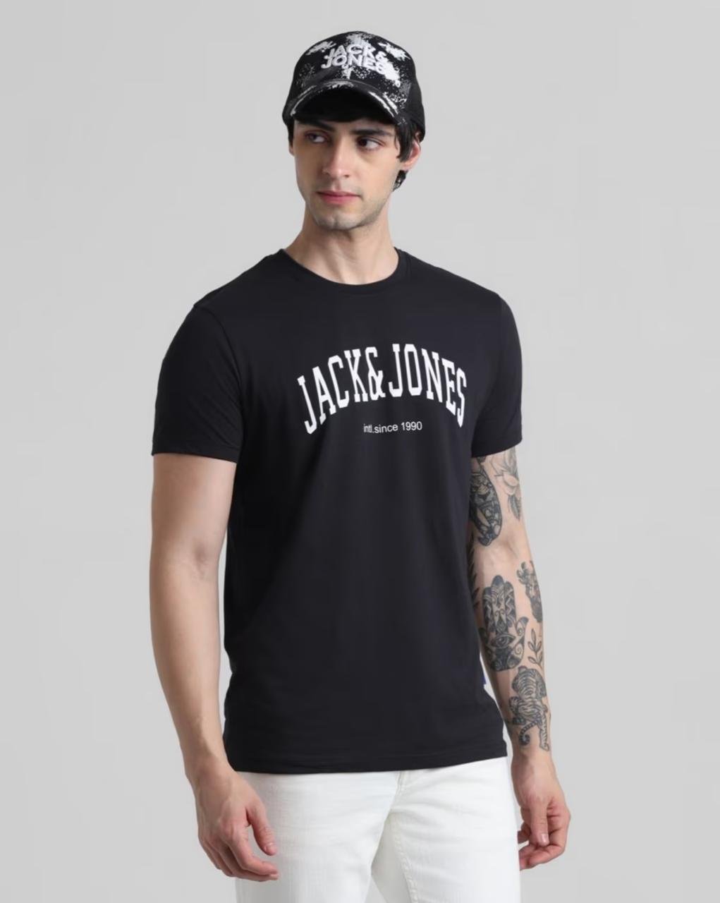 Jack Jones Men Typographic Print Slim Fit Cre