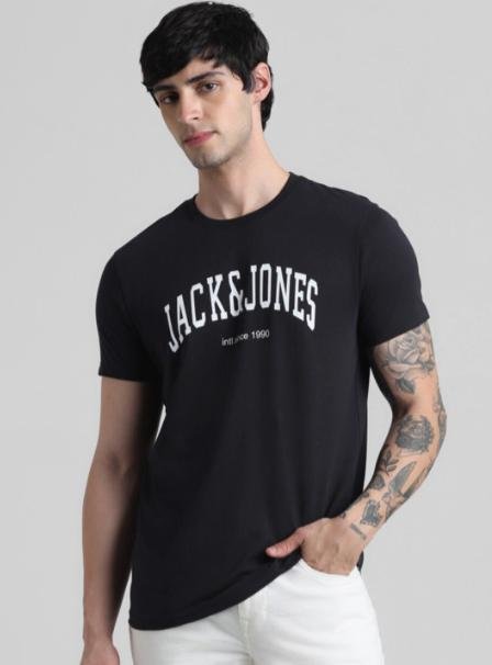 Jack Jones Typography Printed Round Neck Pure