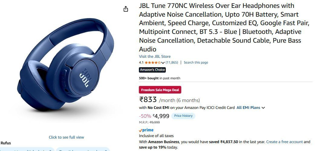 Jbl Tune 770nc Wireless Over Ear Headphones 4