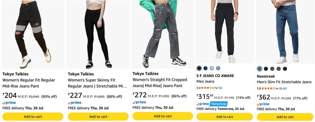 Jeans Starts 204 Women Men