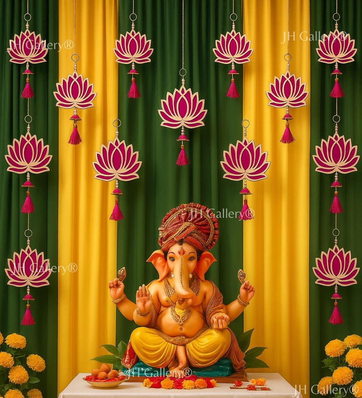 Jh Gallery Lotus Hanging For Ganpati Decorati