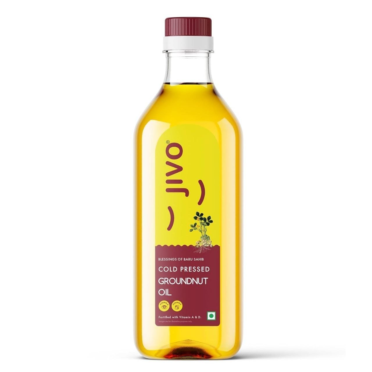 Jivo Groundnut Oil 1 Litre Cold Pressed Unrefined 