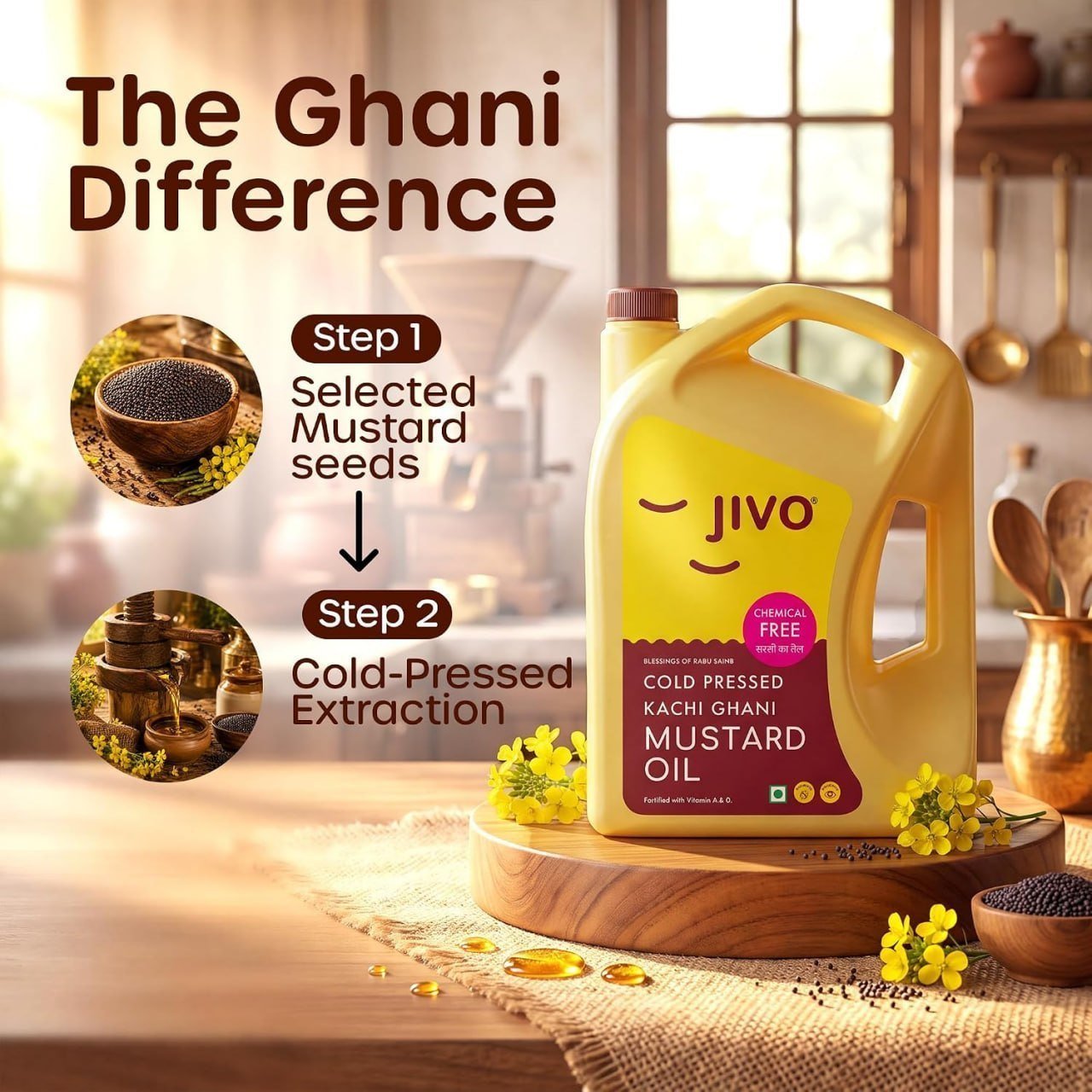 Jivo Kachi Ghani Mustard Oil 5 Litre
