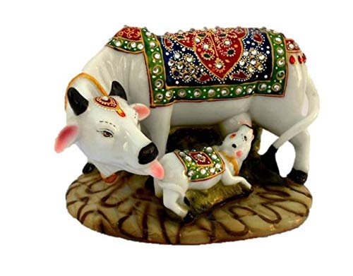 Jiyansh Creation Kamdhenu Cow And Calf Statue For 
