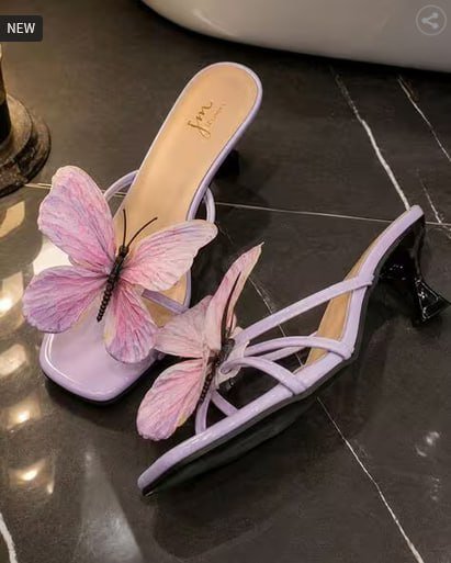 Jm Looks Women Butterfly Kitten Heels Sandal 