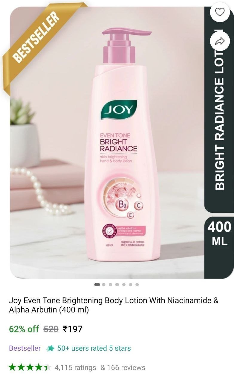 Joy Even Tone Brightening Body Lotion (400 Ml