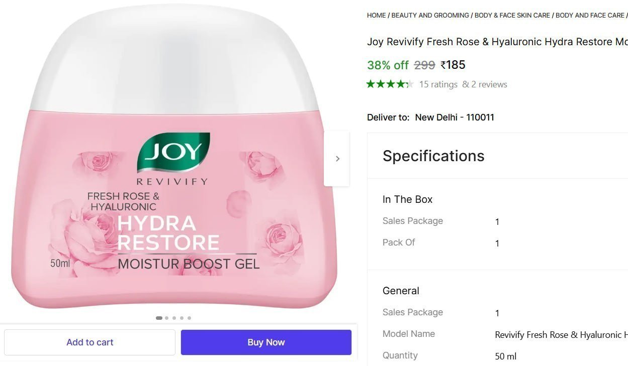 Joy Revivify Moistur Boost Gel (50 Ml) 185