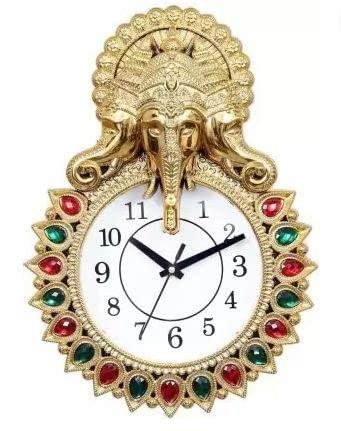 Kadio Analog 33 Cm X 24 Cm Wall Clock (gold W