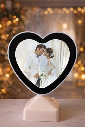 Kalasagar Gifts Personalized Customized Magic Mirror Heart Shape Led Photo 