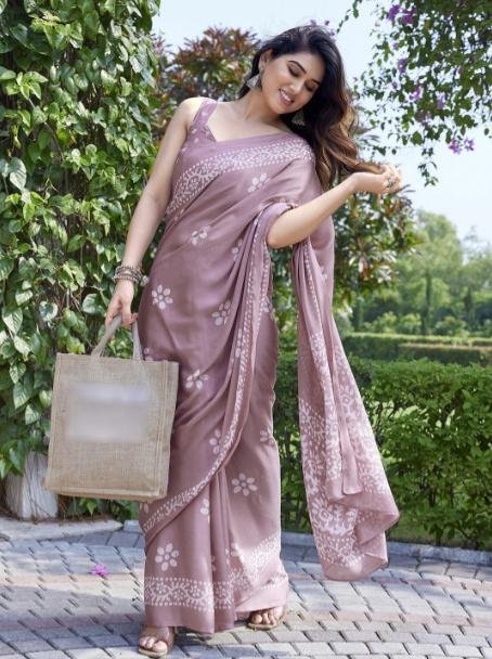 Kalini Floral Batik Dyed Chiffon Saree 590