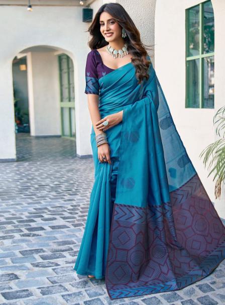 Kalini Woven Design Zari Silk Blend Banarasi 