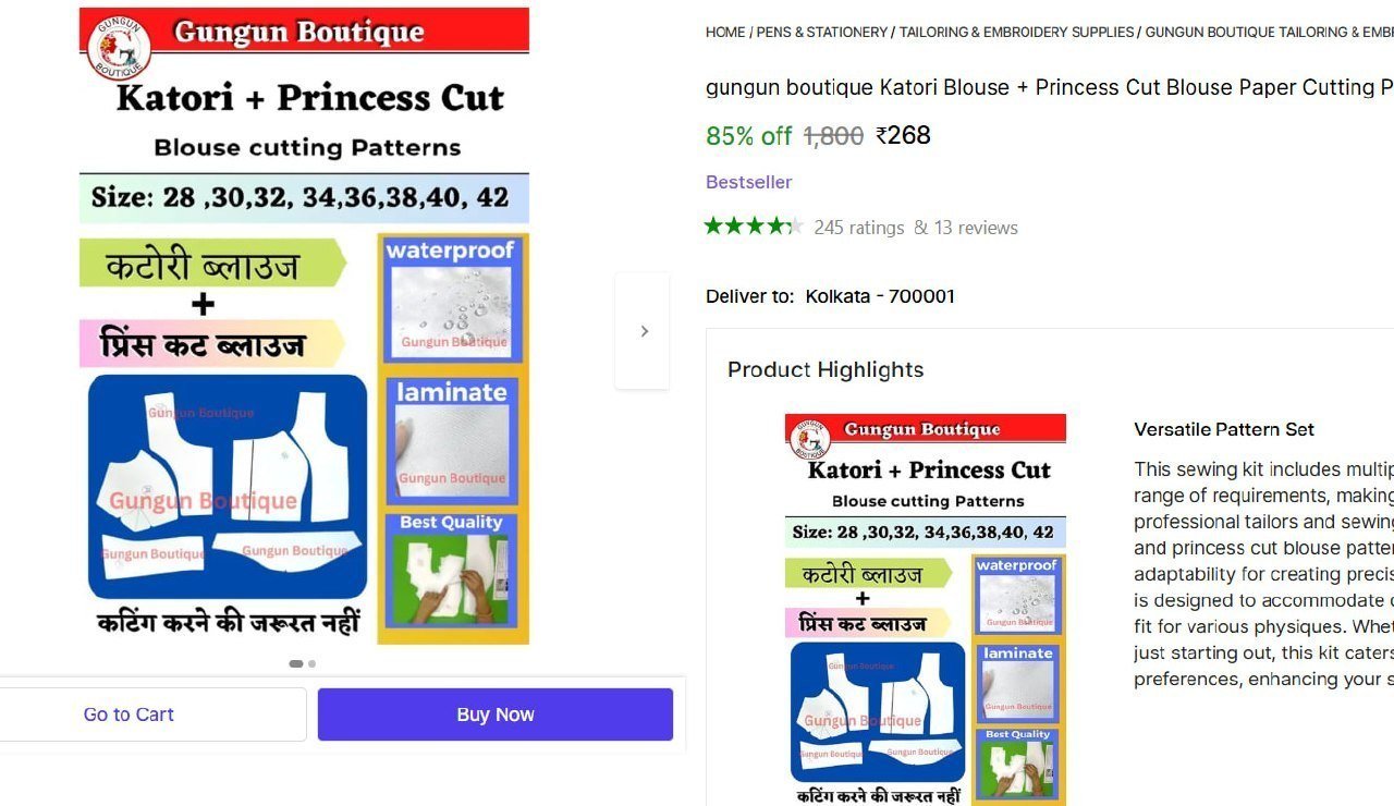 Katori Blouse Princess Cut Blouse Paper Cutting Pa