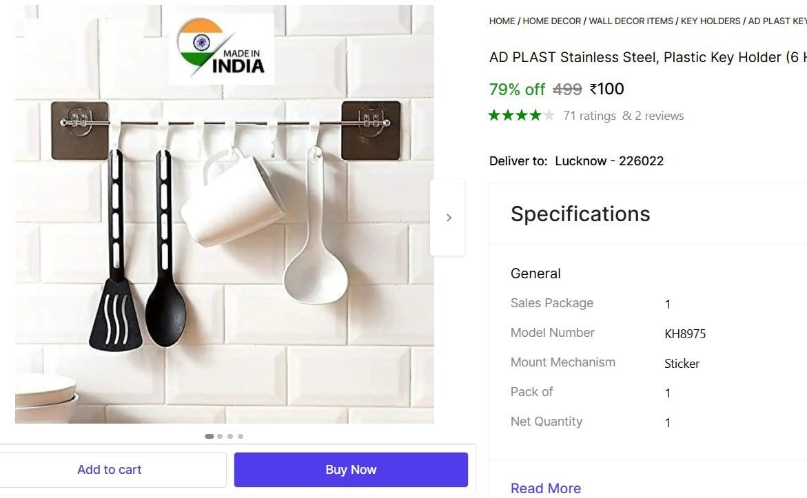Key Holder (6 Hooks Multicolor) 100