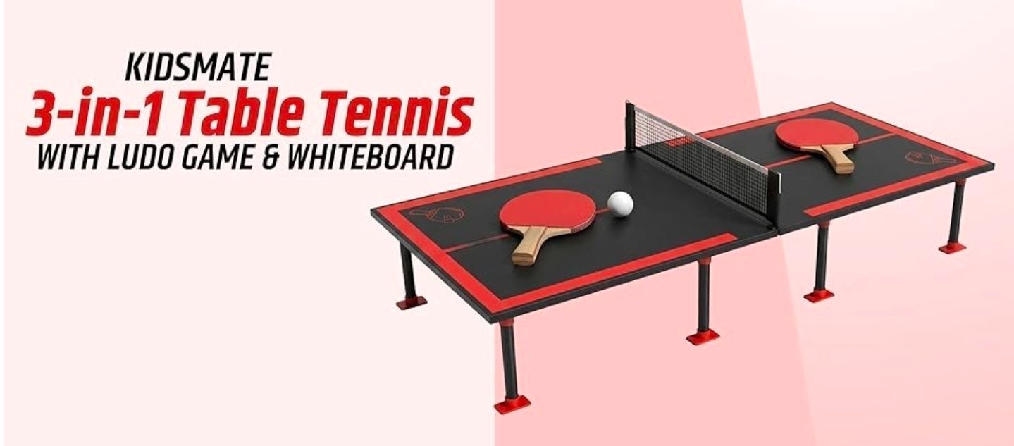 Kidsmate 3-in-1 Table Tennis With Ludo Whiteboard 