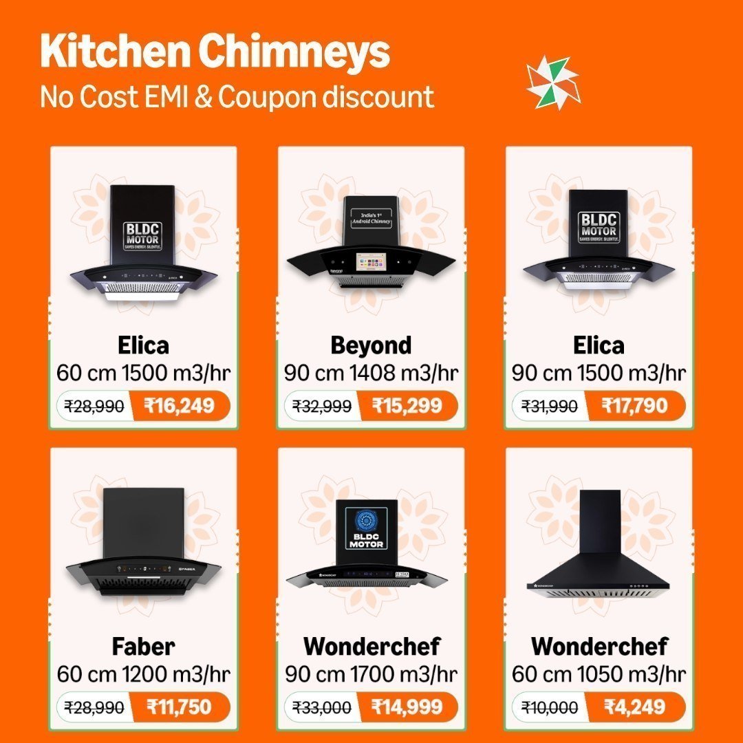 Kitchen Chimneys No Cost Emi Discounts Elica 