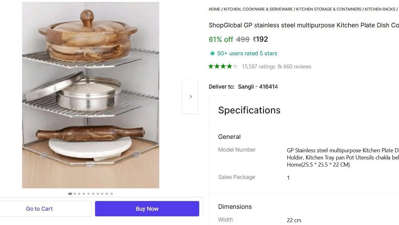 Kitchen Plate Dish Corner Shelf Rack 192