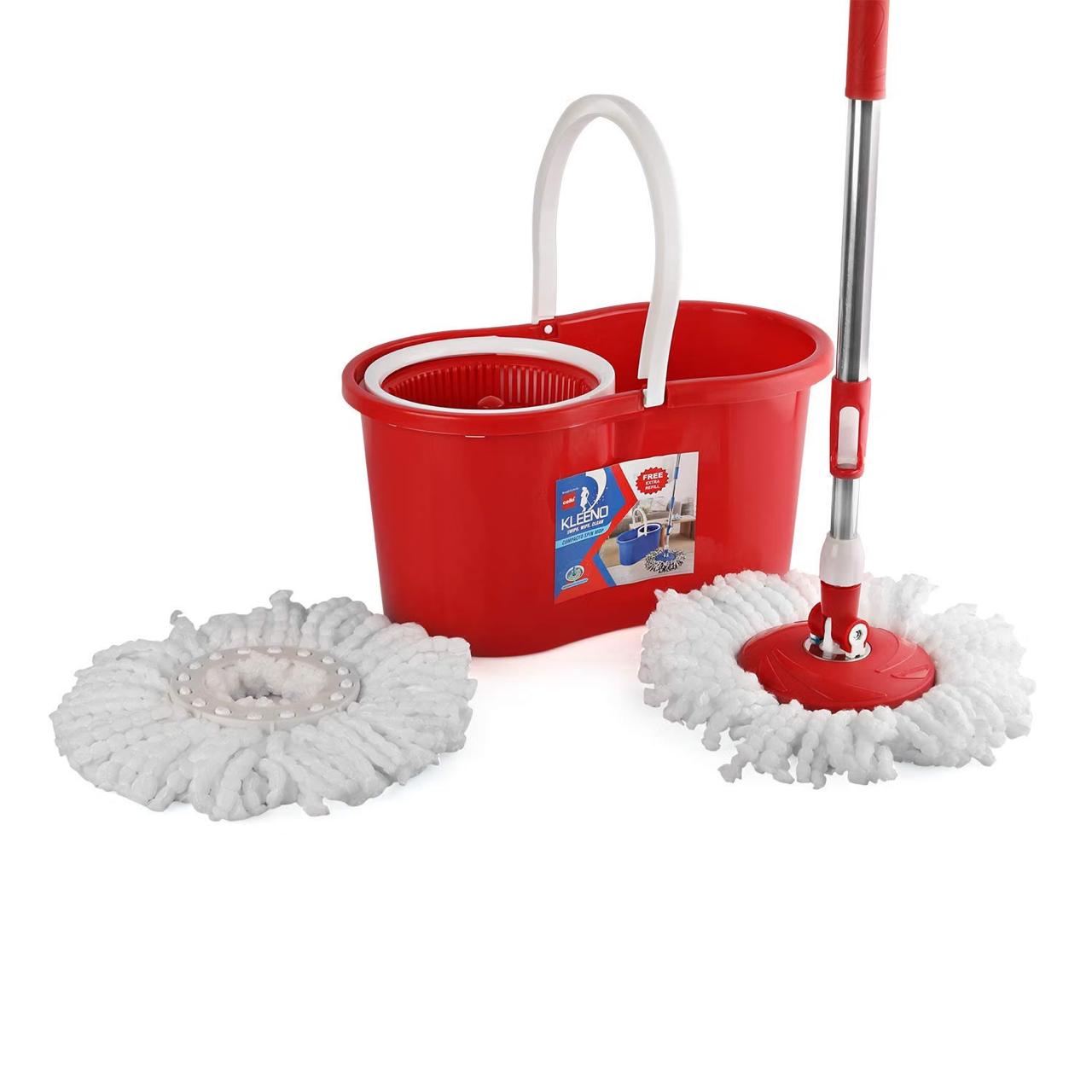 Kleeno By Cello Compacto Floor Cleaning Set Red 360 Flexible Rotation Steel