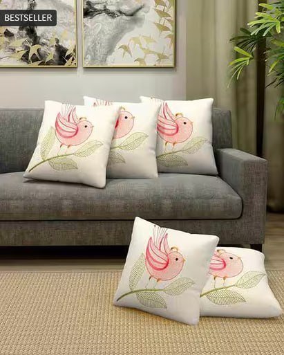 Klotthe Pack Of 5 Embroidered Square Cushion 