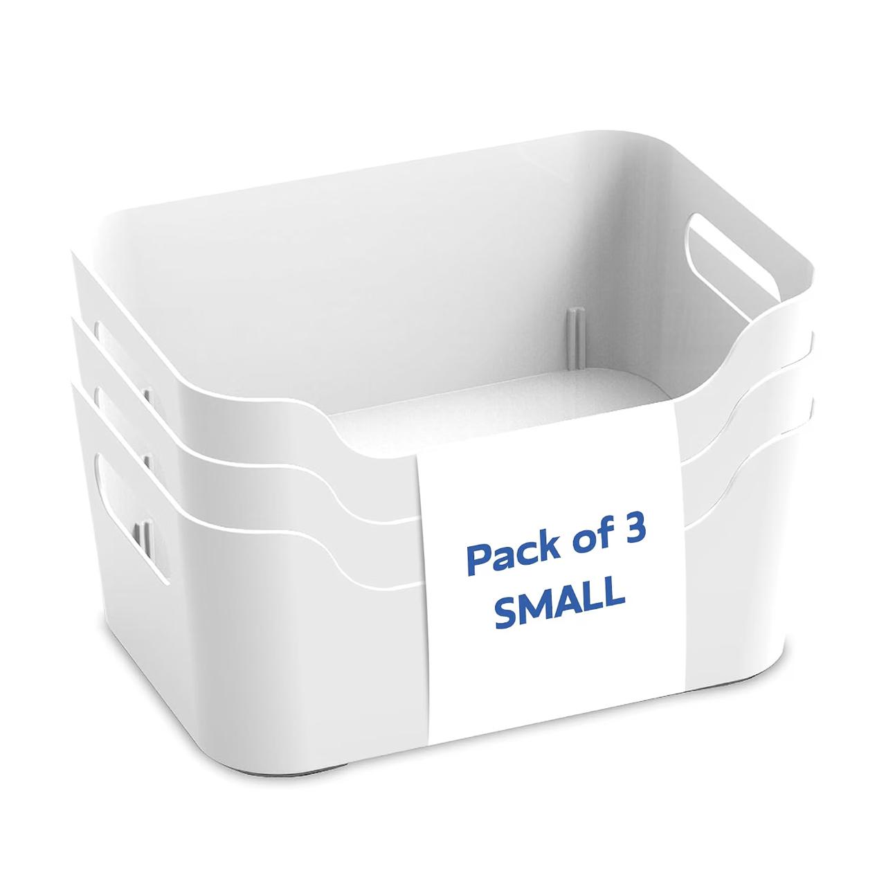 Kolorr Jolly Plastic Baskets With Handles For Storage (small) Pack Of 3
