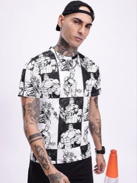 Kook N Keech Avengers Printed Monochrome T-sh