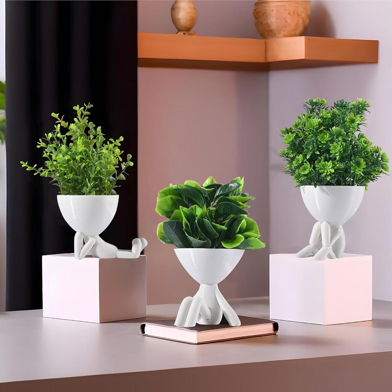 Kuber Industries 3 Pcs Set Plastic Mini Artif