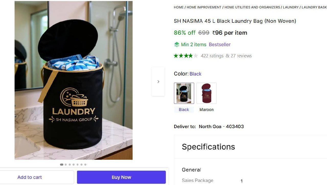 L Black Laundry Bag 96