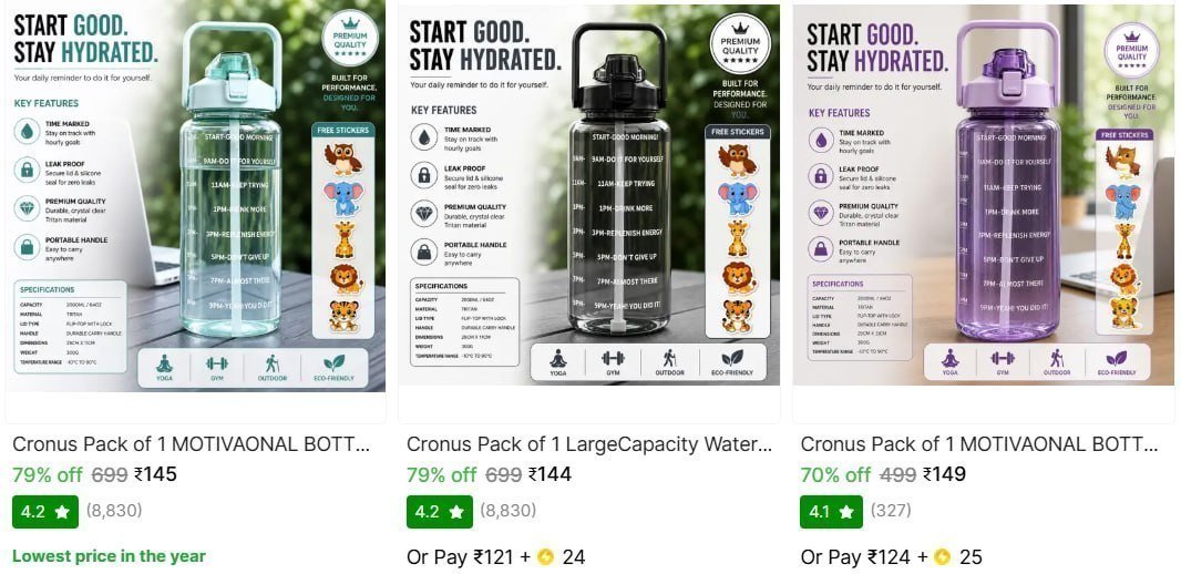 L Motivational Gym Water Bottle 144