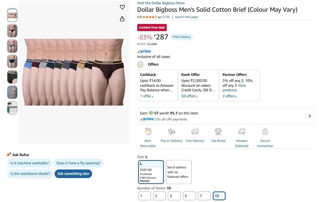 L Size Pack Of 10 287
