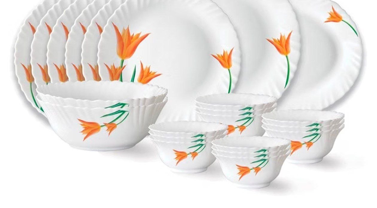 Larah By Borosil Opalware Dinner Set 27pcs At