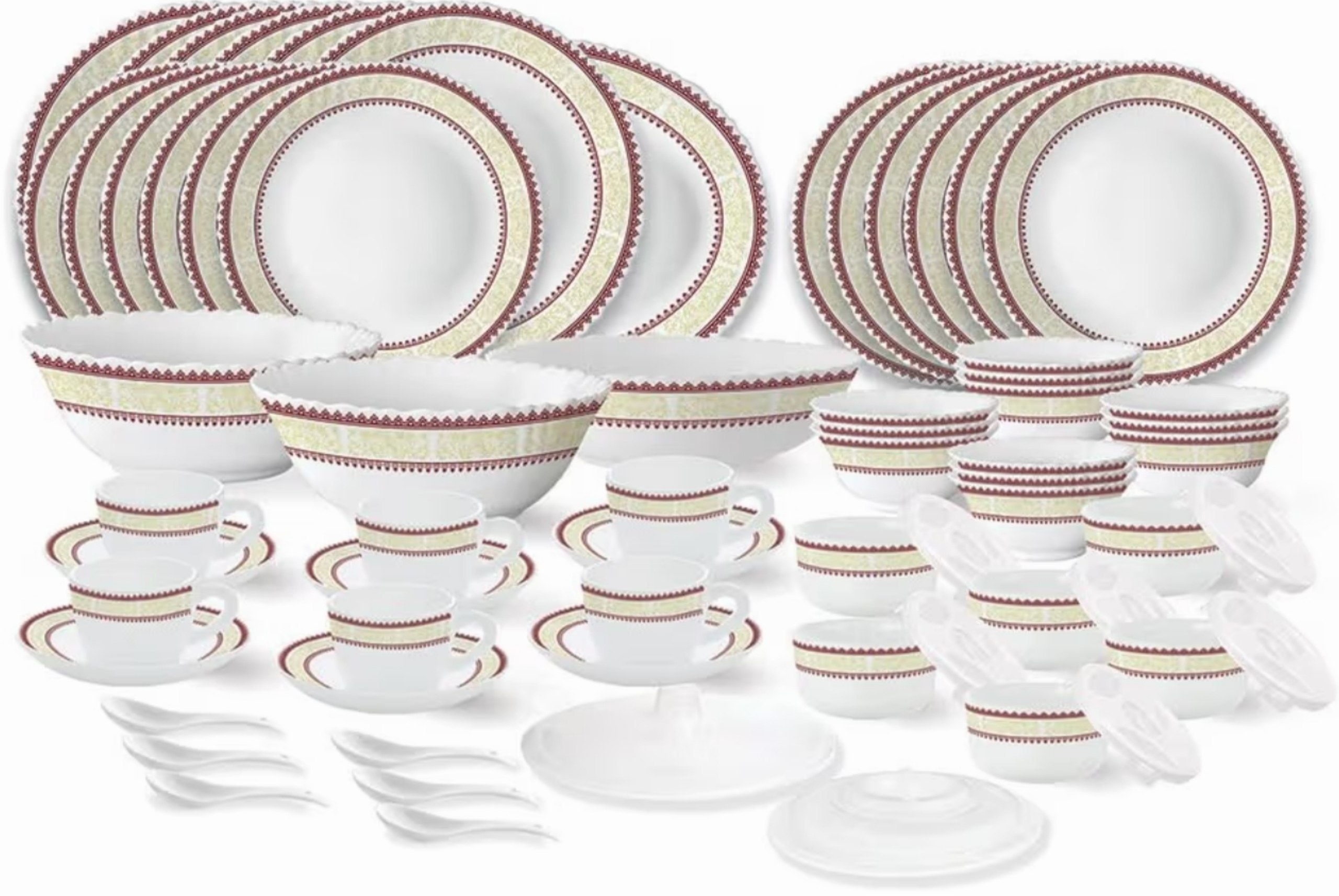 Larah By Borosil Opalware Dinner Set Of 66 Pi