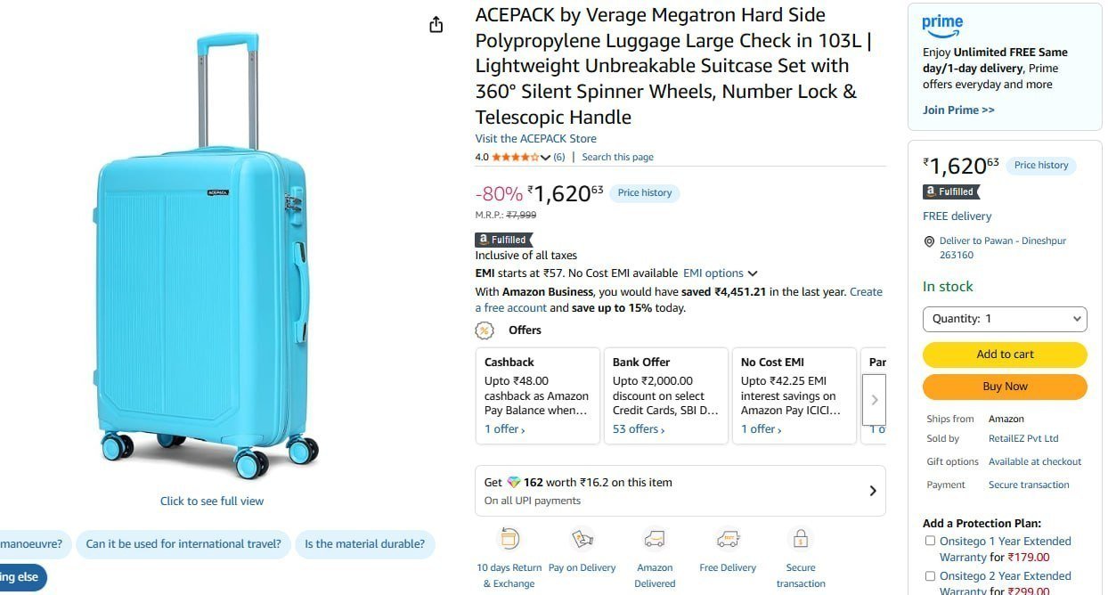 Large Size Luggage 103 Ltr 1620