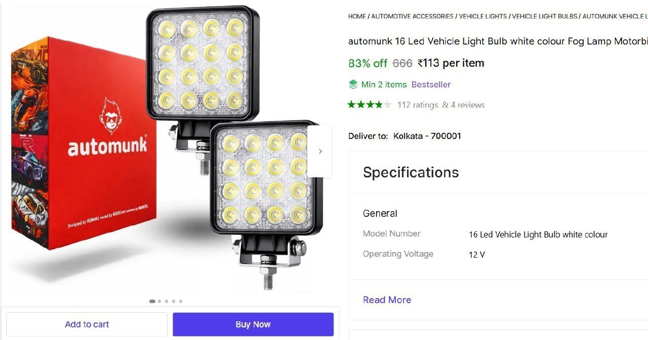 Led Fog Lamp 113 Min Buy - 2