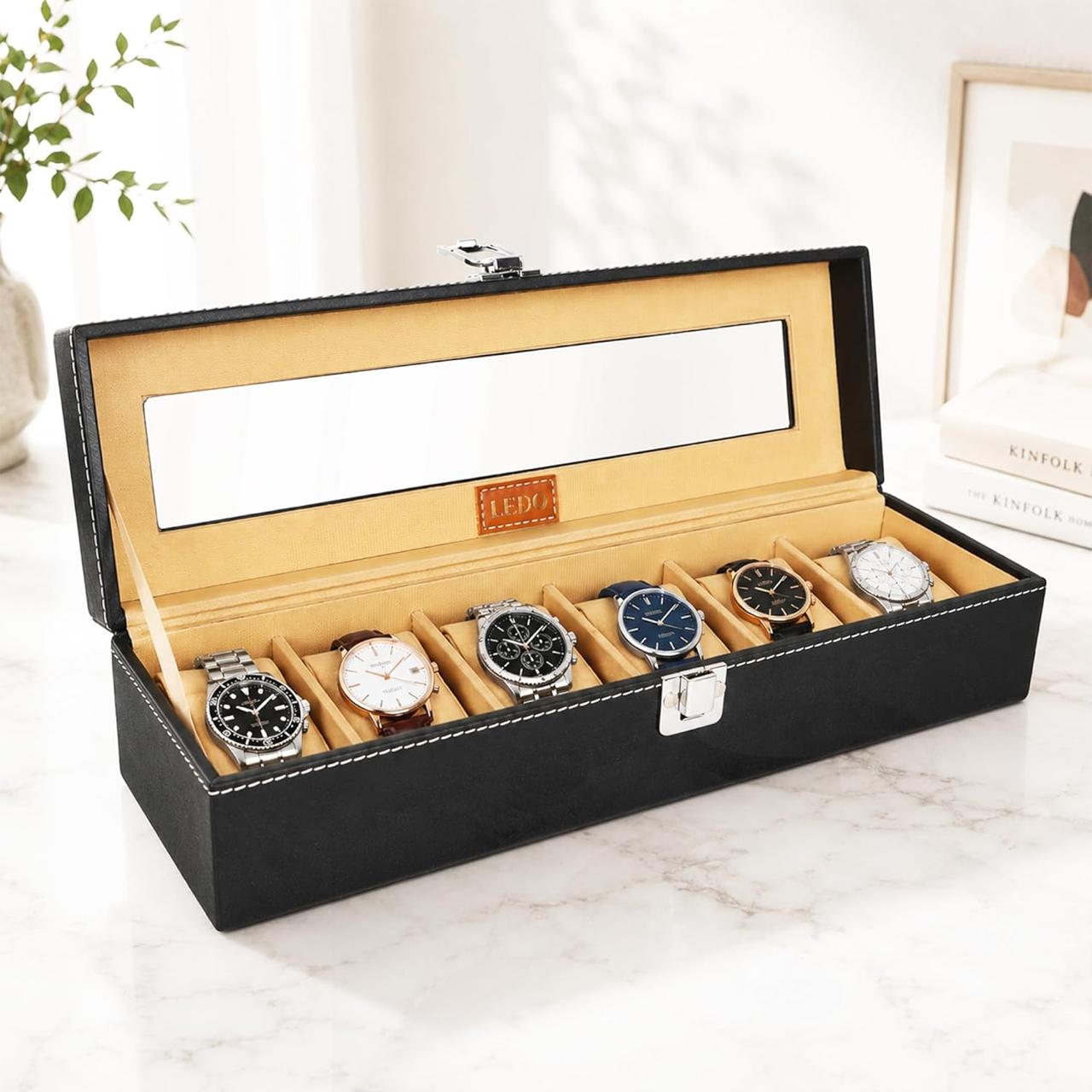 Ledo Watch Box Holder Organizer Case In 6 Slo