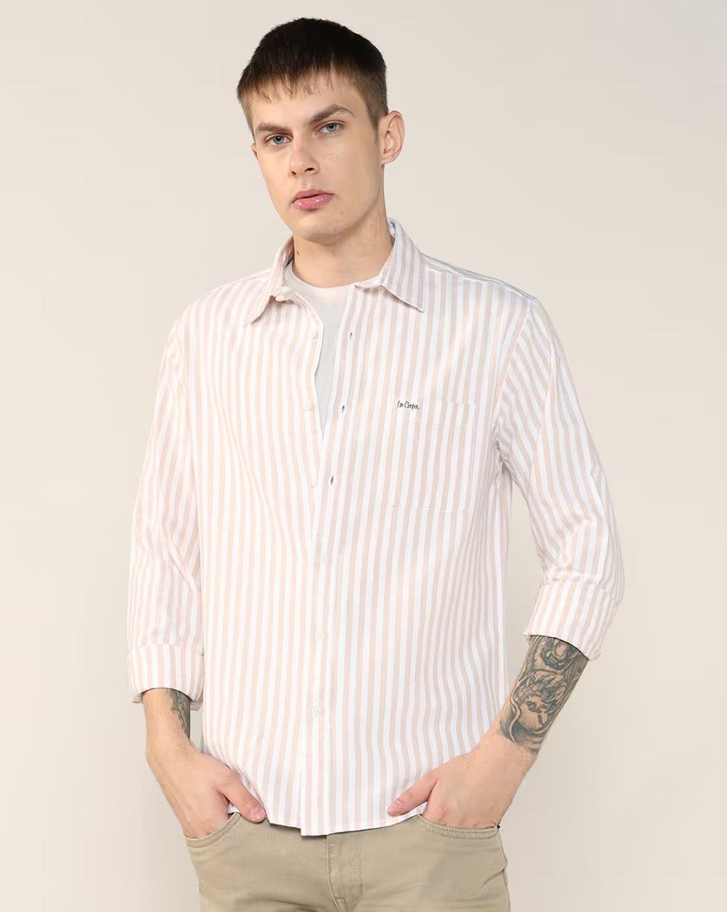 Lee Cooper Men Striped Regular Fit Shirt With