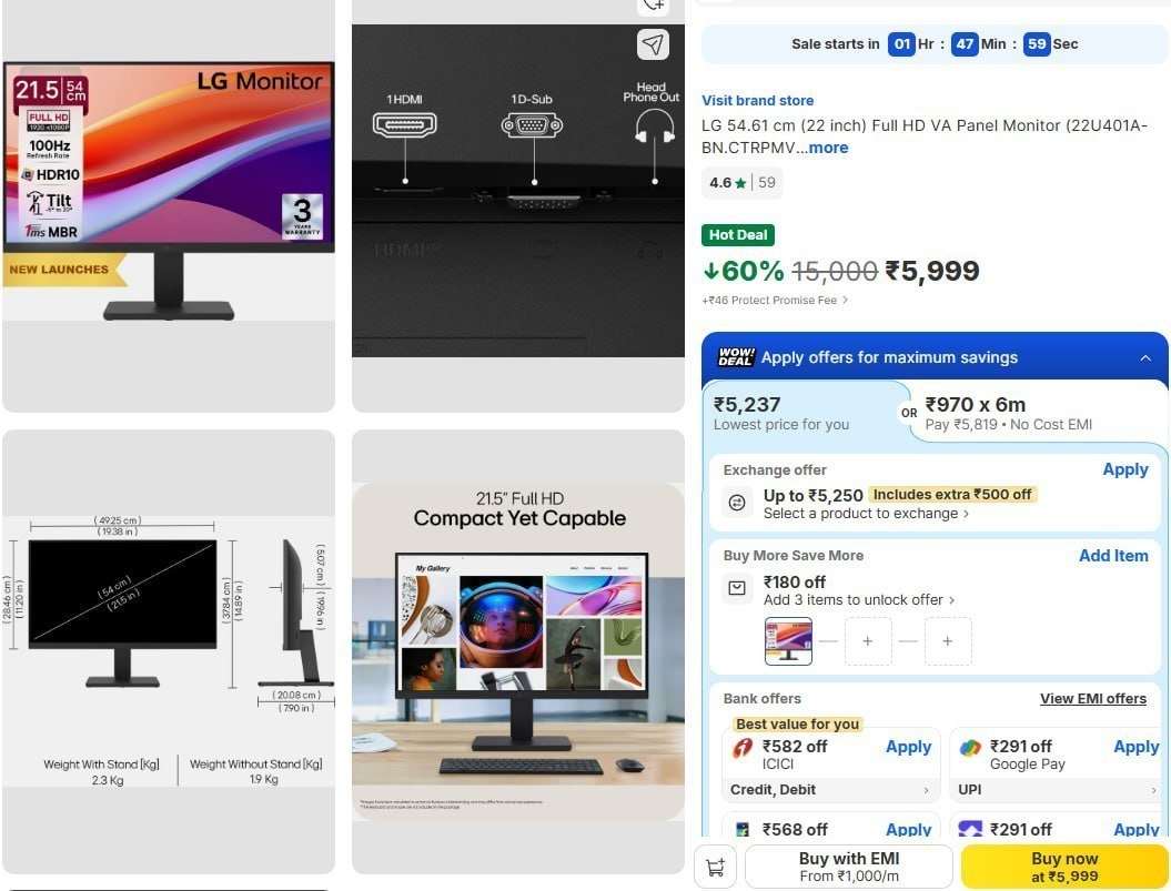 Lg 54 61 Cm (22 Inch) Full Hd Va 5999 568 Wit