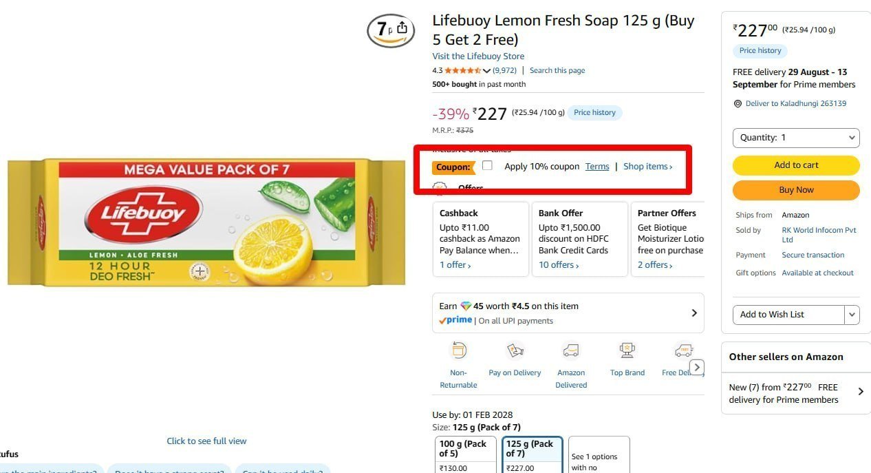 Lifebuoy Lemon Fresh Soap (7 X 125gm) 10