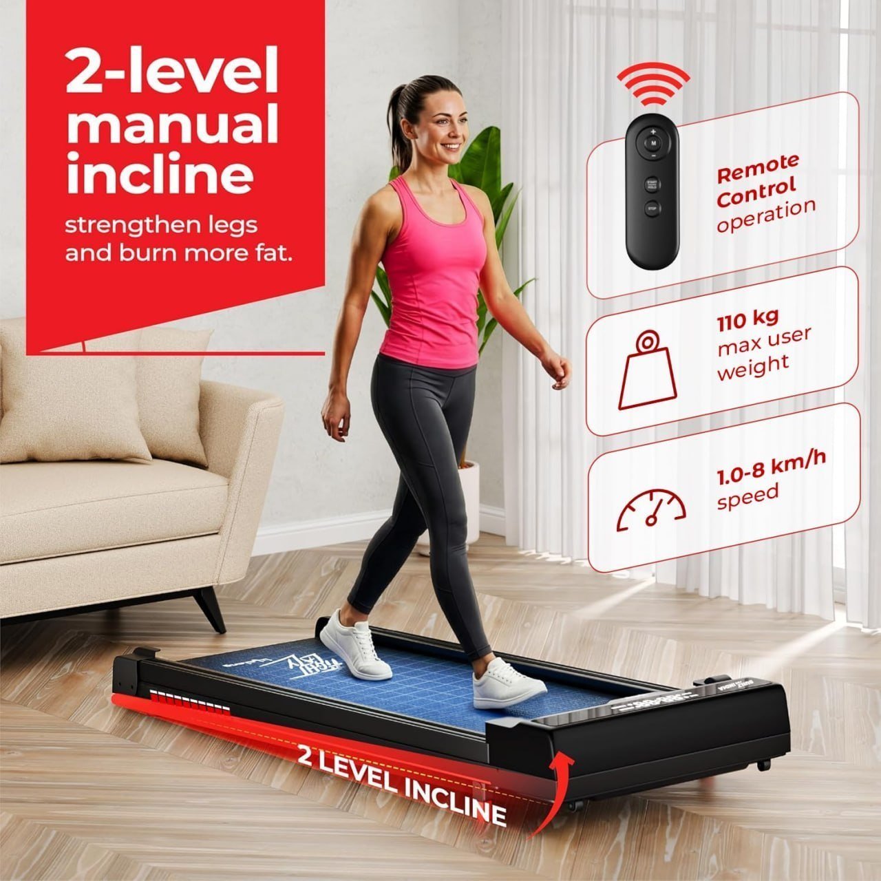 Lifelong 3hp Walking Pad Treadmill 7499 Bank