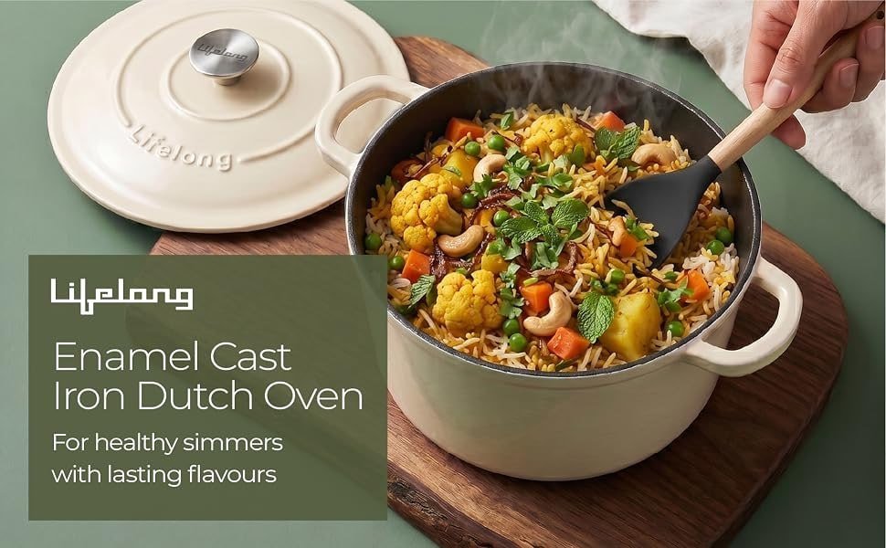 Lifelong Enamel Cast Iron Dutch Oven With Lid