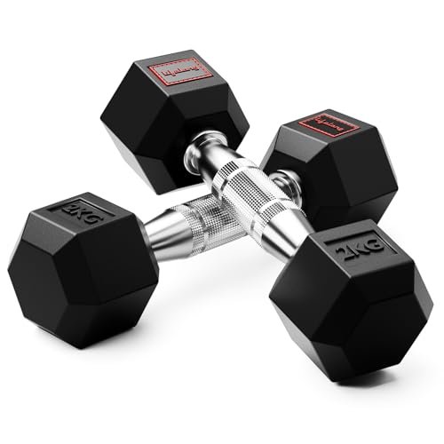 Lifelong Rubber Coated Hexa Dumbbell Set Of 2 (2kg
