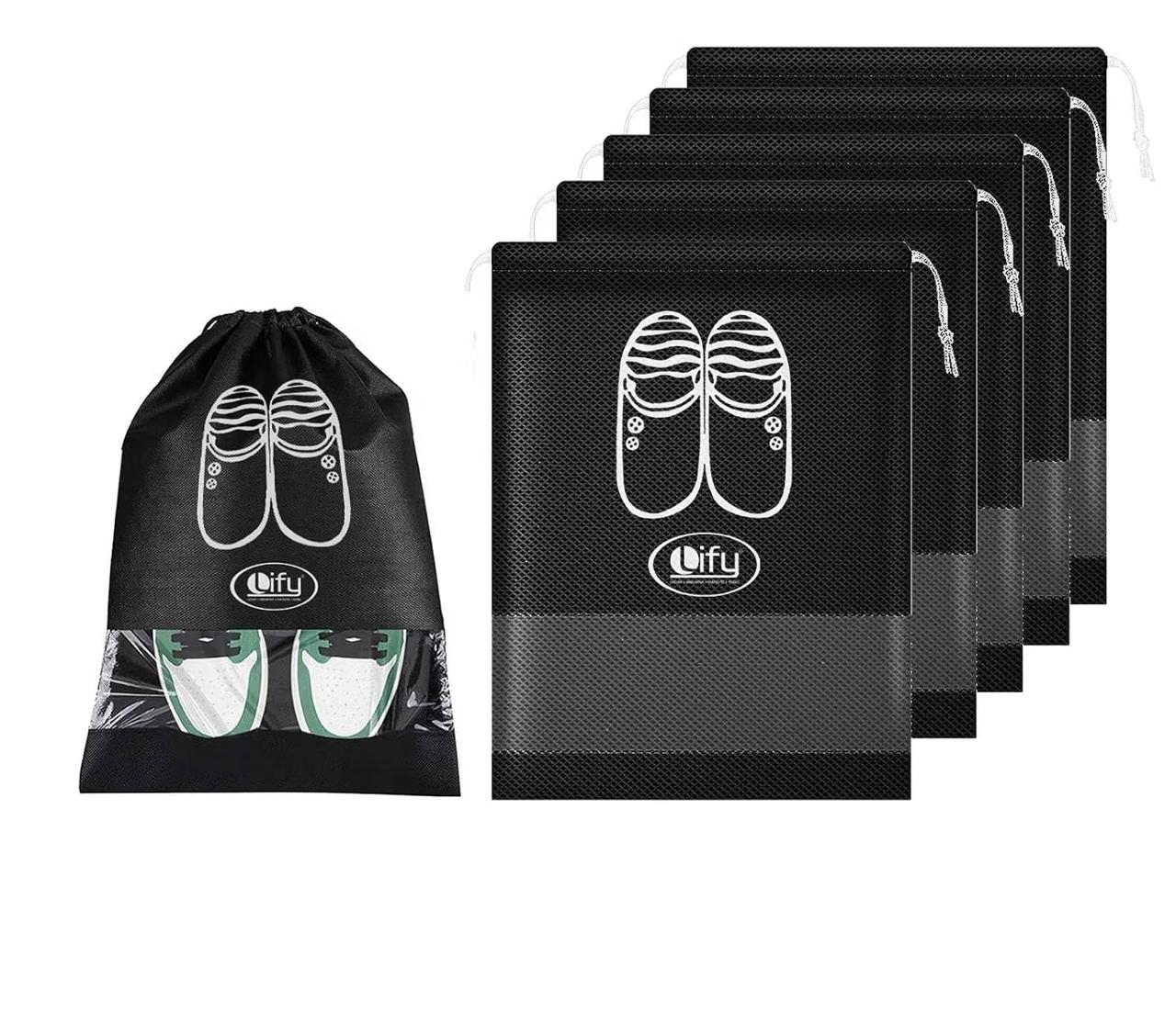Lify Fabric Shoe Bags (set Of 6) (transparent Black) 155