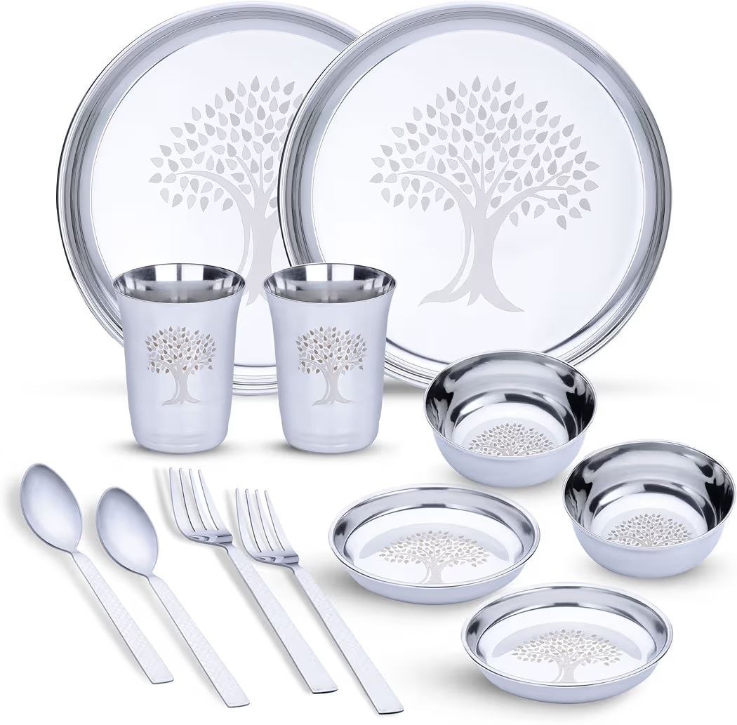 Limetro Steel Stainless Steel Dinner Set For 