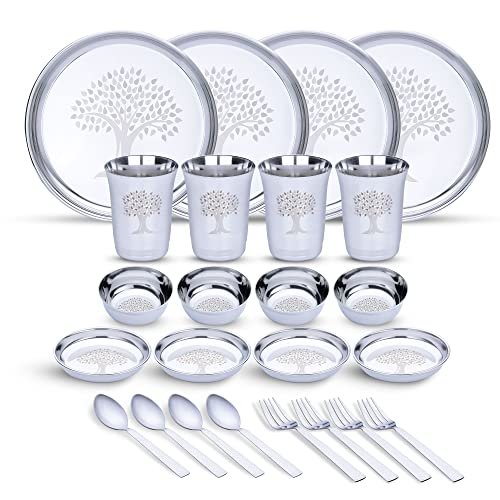 Limetro Steel Stainless Steel Dinner Set For 