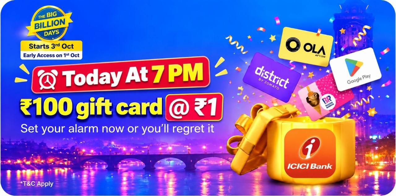 Live At 7 Pm Buy 100 Flipkart Gift Card At 1 