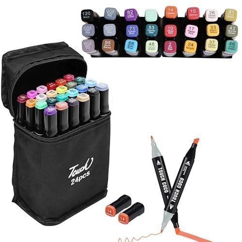 Livzing Dual Tip Art Markers 24 Colours With Carrying Case For Painting