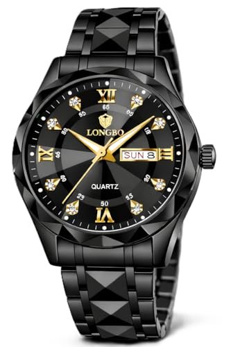 Longbo Trident Analog Quartz Wristwatch Black Stai