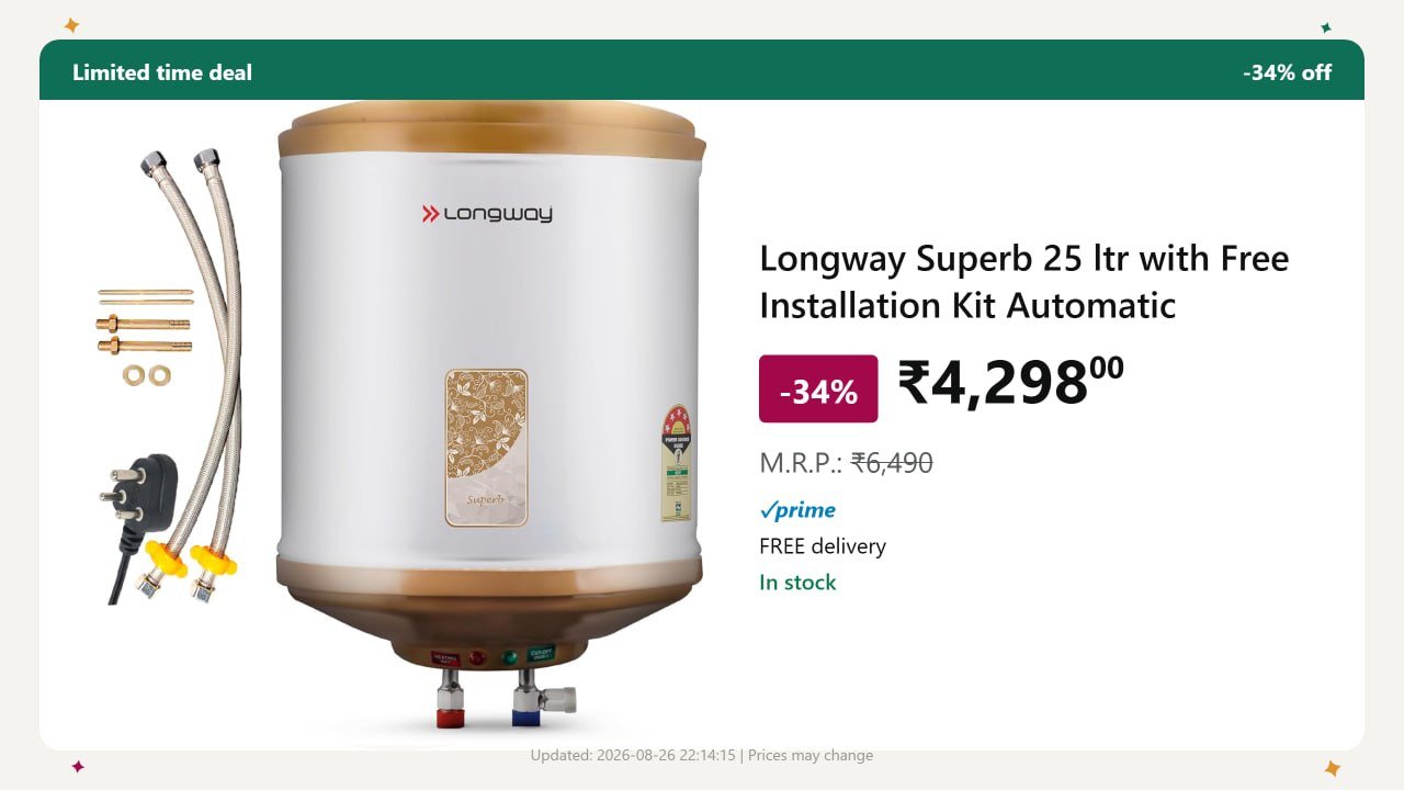 Longway Superb 25 Ltr With Installation Kit 4298