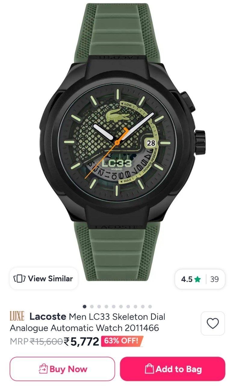 Loooottt 5772lacoste Automatic Watchgreen Blue