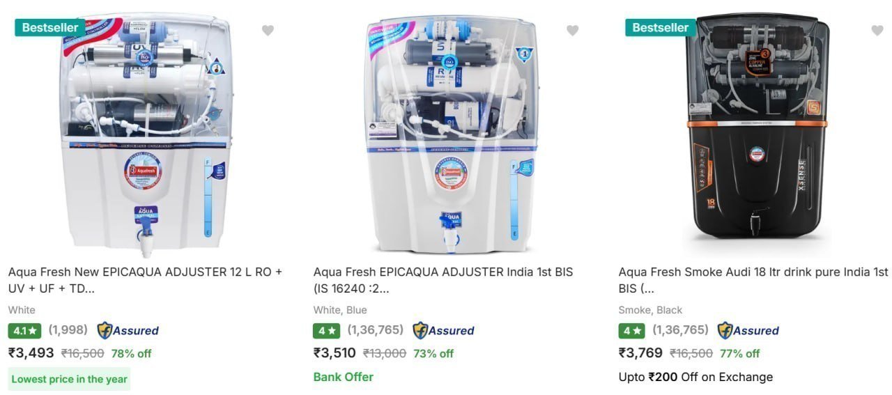 Loot 80 On Aqua Fresh Water Purifier