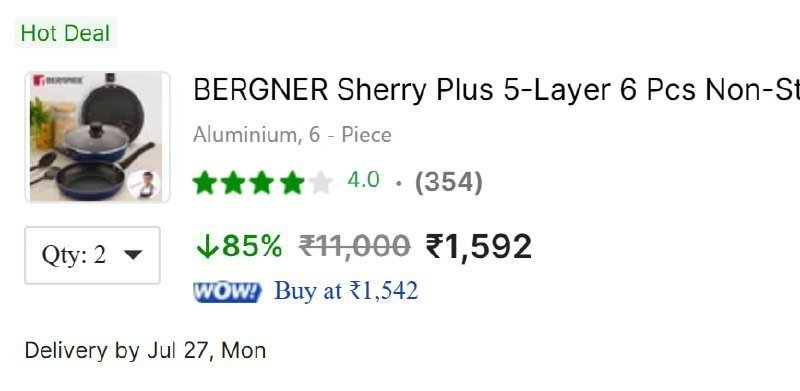 Loot Berger Cookware Set Of 6 Pcs Buy 2 Quantity 1