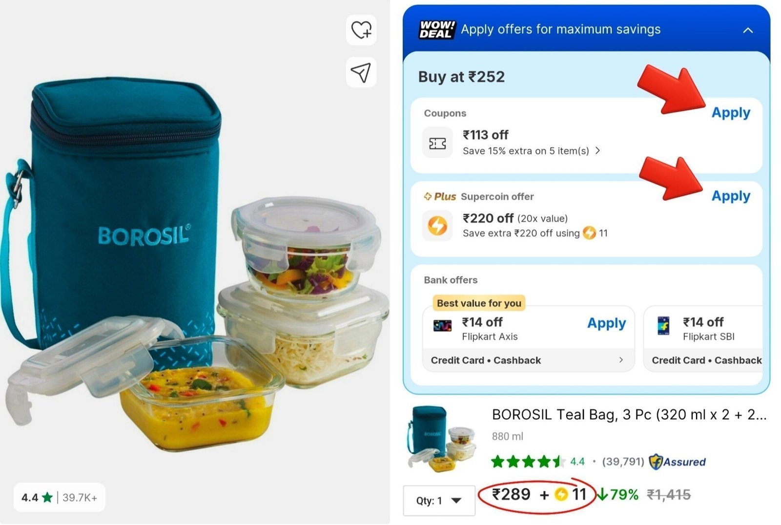 Loot Borosil Premium Lunch Box With Bag At 28
